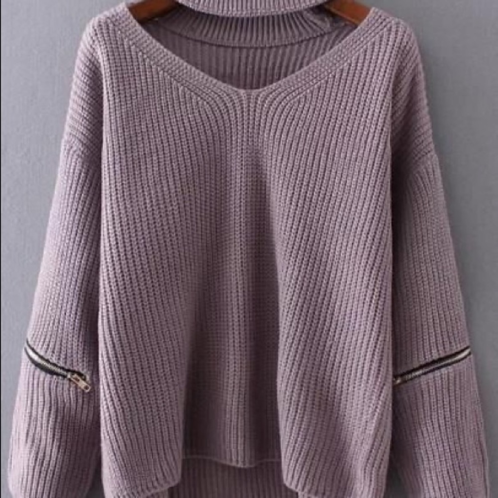 Mauve/purple sweater with neck cutout (MEDIUM)